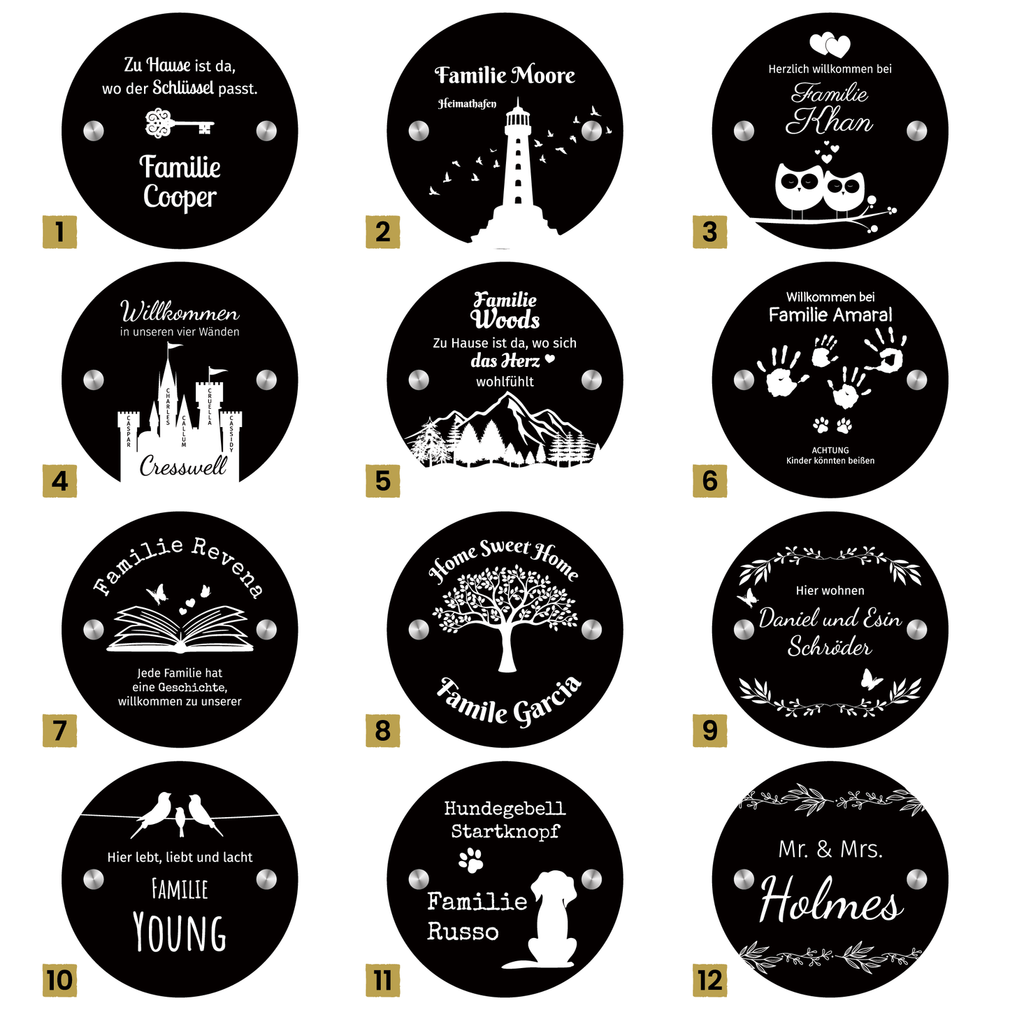 Individuell personalisierbares Familienschild aus Schiefer