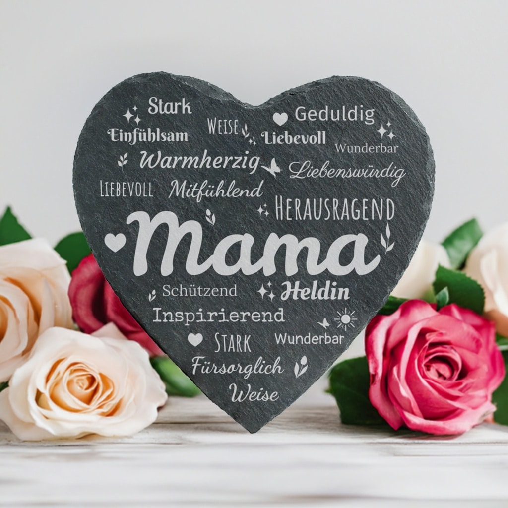 Schieferherz - Wortherz Mama - Personalisiert