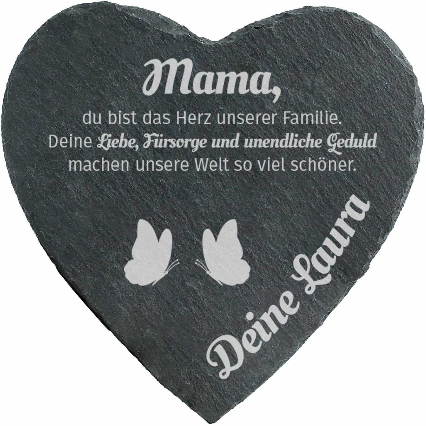 Schieferherz mit Name personalisiert - Herz der Familie