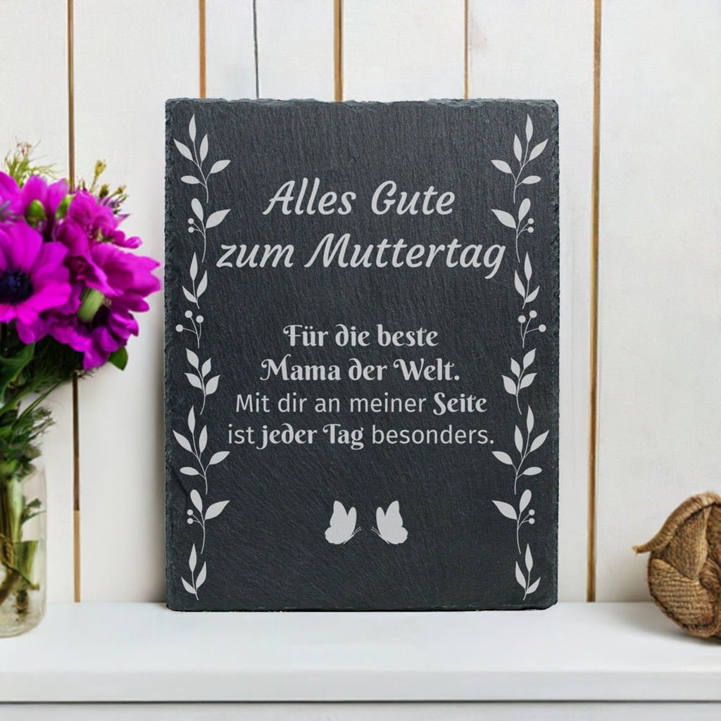 Schiefertafel mit Gravur zum Muttertag - Für die Beste Mama