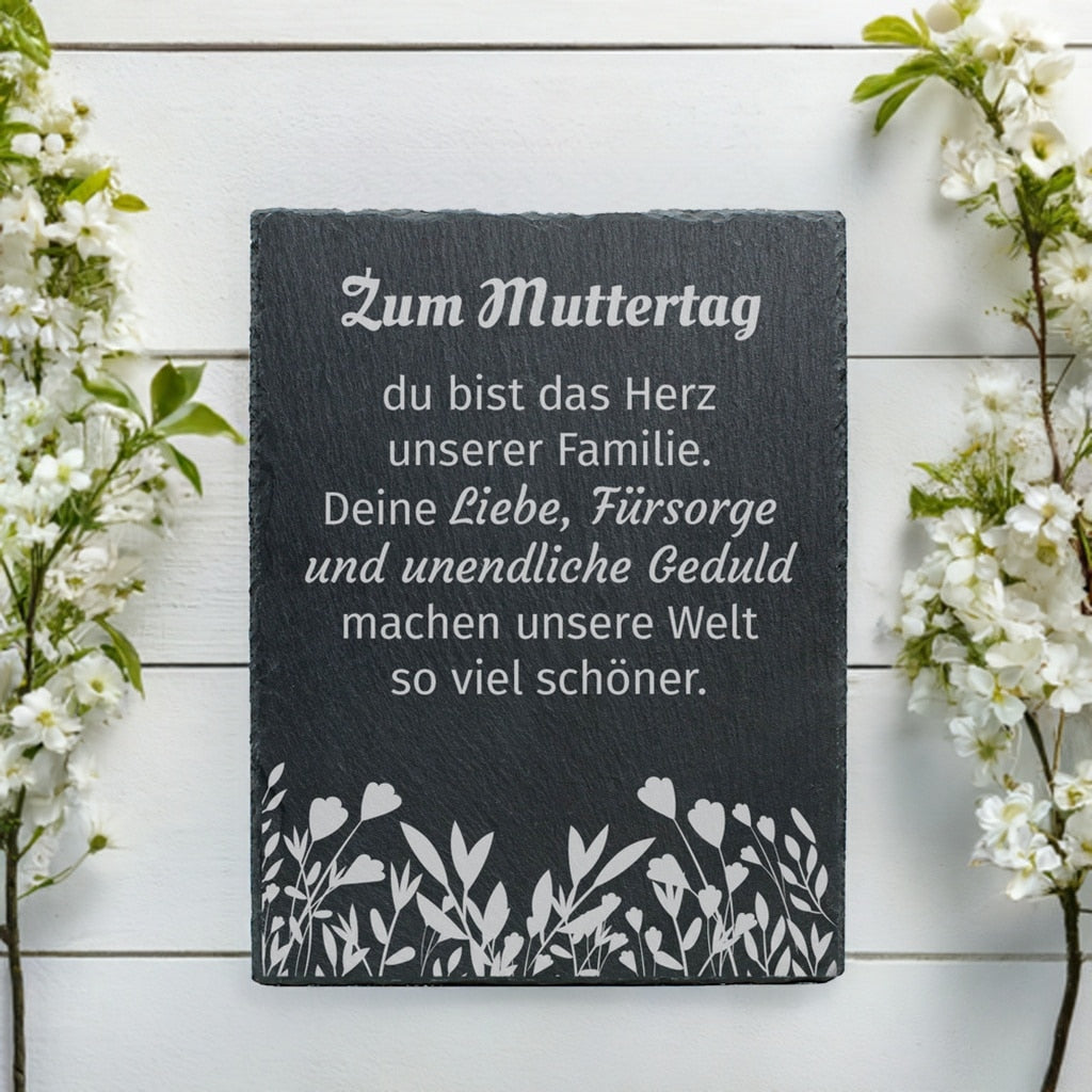 Schiefertafel mit Gravur - Zum Muttertag