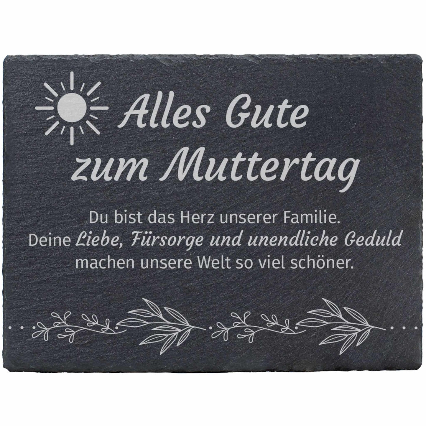 Schiefertafel mit Gravur zum Muttertag - Herz der Familie