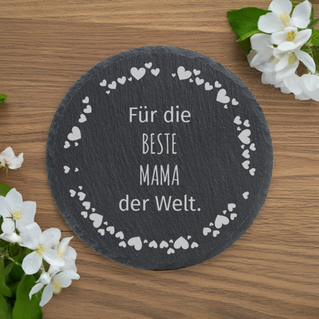 Runde Schiefertafel - Für die beste Mama der Welt