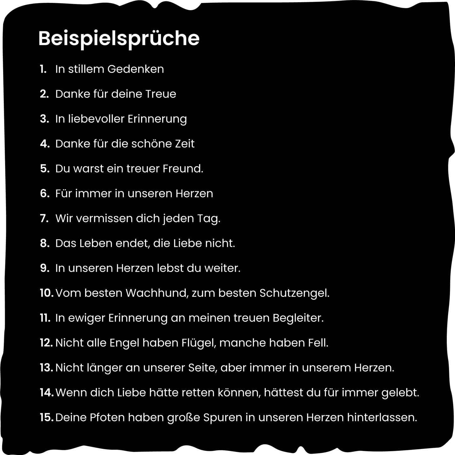 Personalisierte runde Schiefertafel mit Datum, Name, warmem Spruch und Tiergravur Beispielsprüche