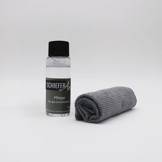 SchieferArts Pflegeset für Schiefertafeln (Pflegeöl + Microfasertuch)