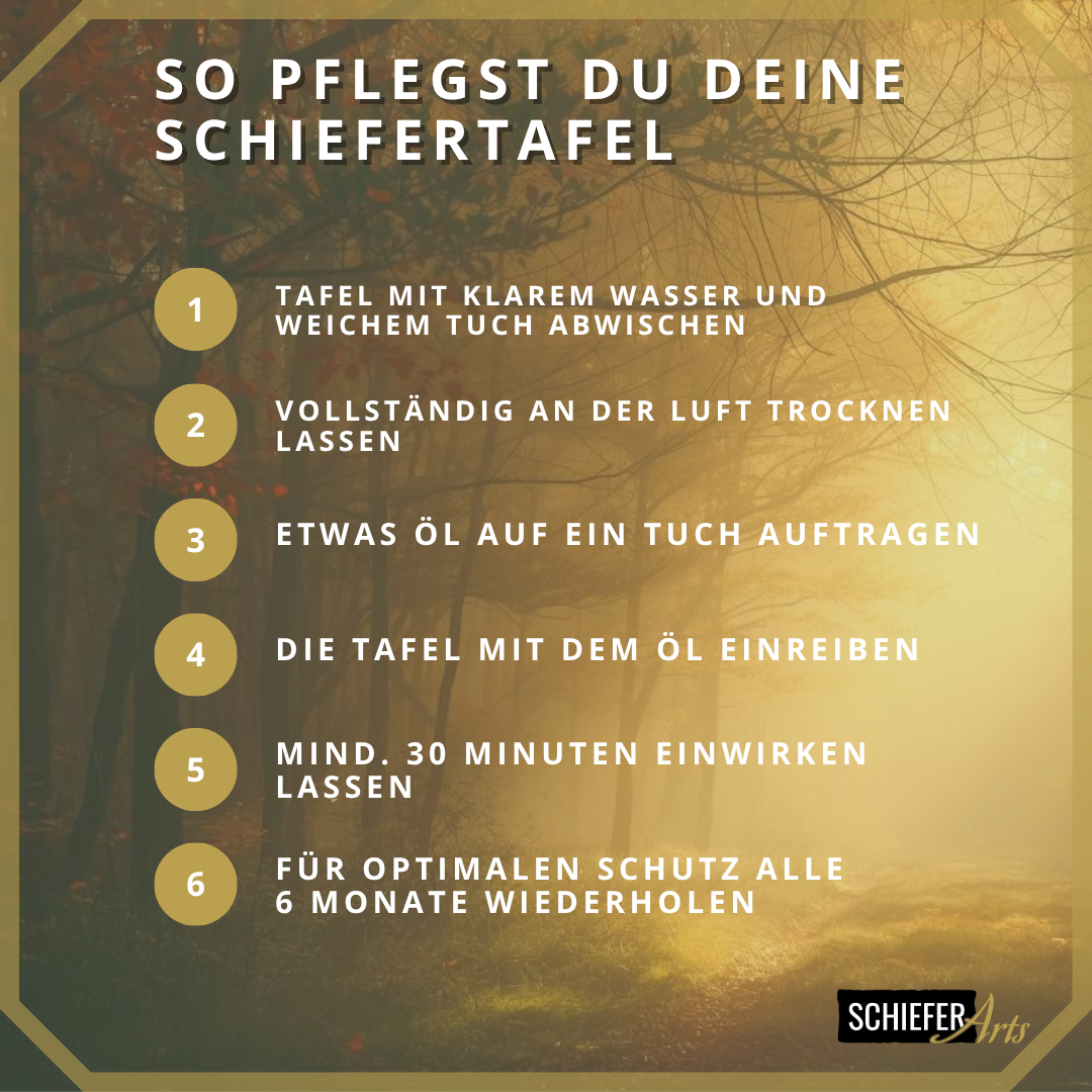 SchieferArts Pflegeset für Schiefertafeln (Pflegeöl + Microfasertuch)