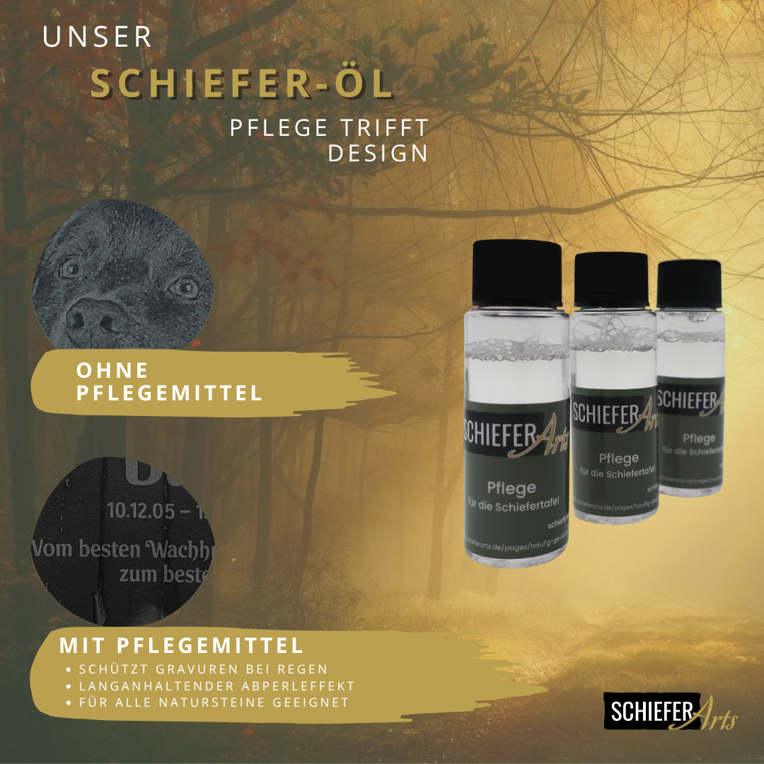 SchieferArts Pflegeset für Schiefertafeln (Pflegeöl + Microfasertuch)