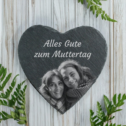 Schieferherz mit Fotogravur - Alles Gute zum Muttertag