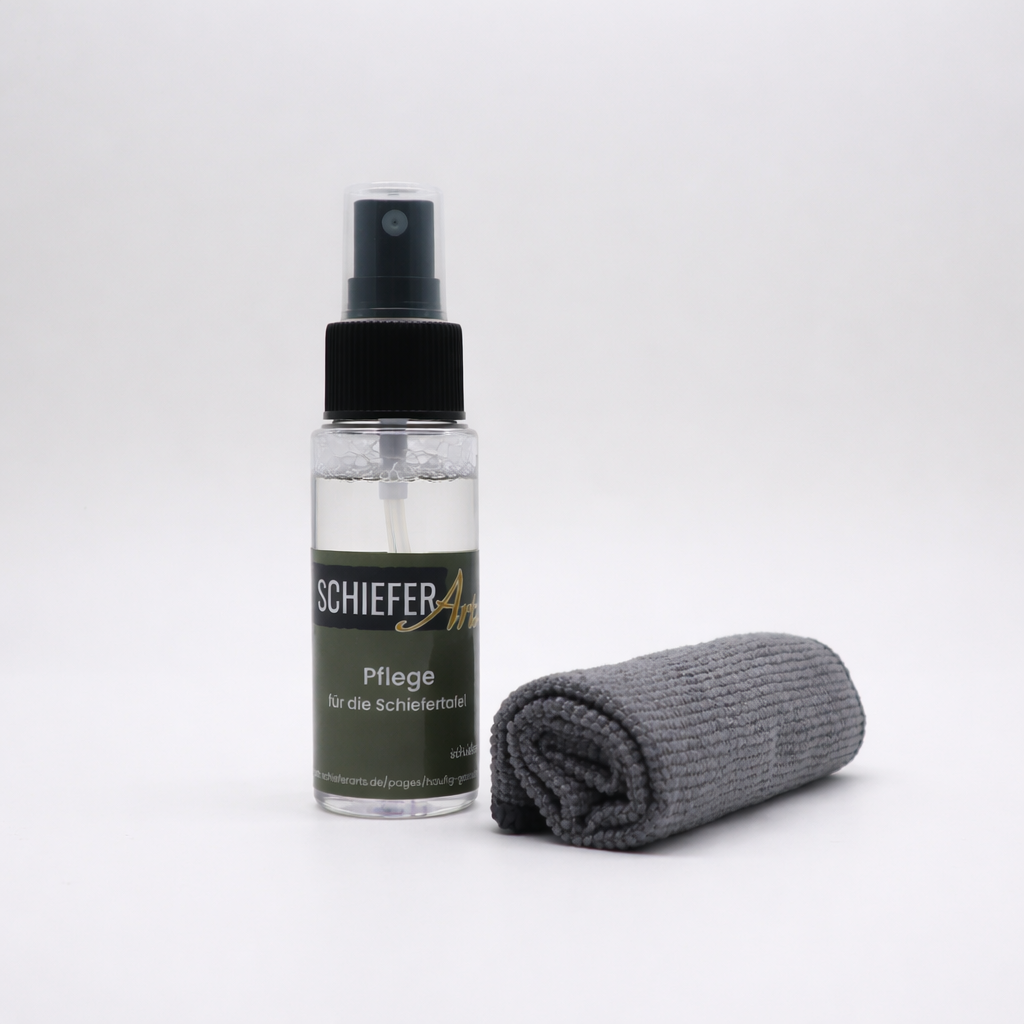 SchieferArts Pflegeset für Schiefertafeln (Pflegeöl + Microfasertuch)