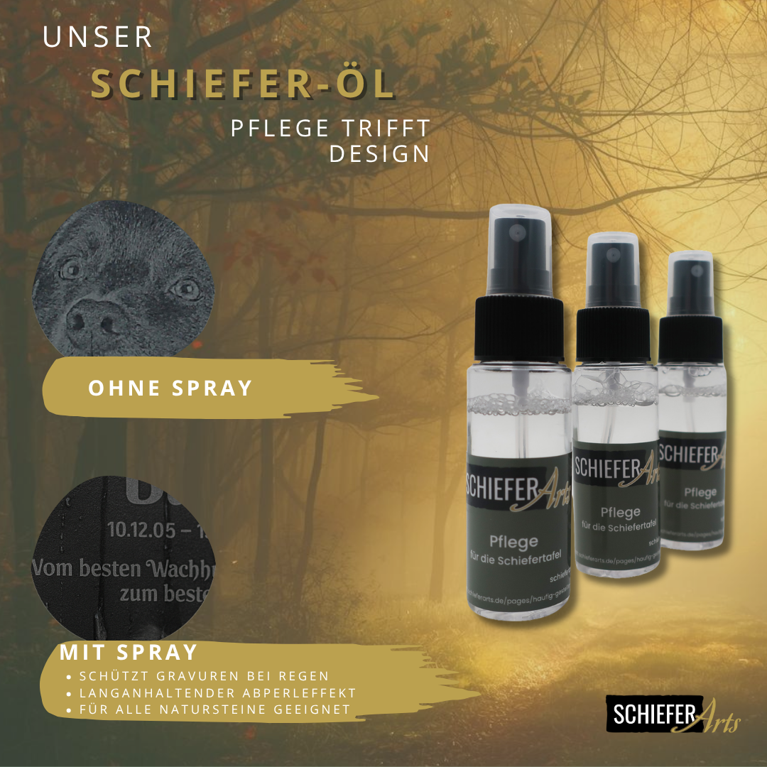 SchieferArts Pflegeset für Schiefertafeln (Pflegeöl + Microfasertuch)
